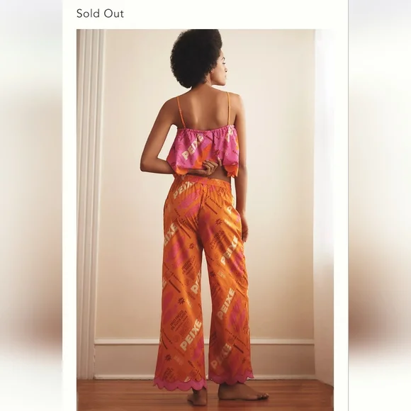 FARM RIO x Anthropologie Print Scallop-hem Wide Leg Pants In Fresh Fish NWT L - Picture 4 of 14